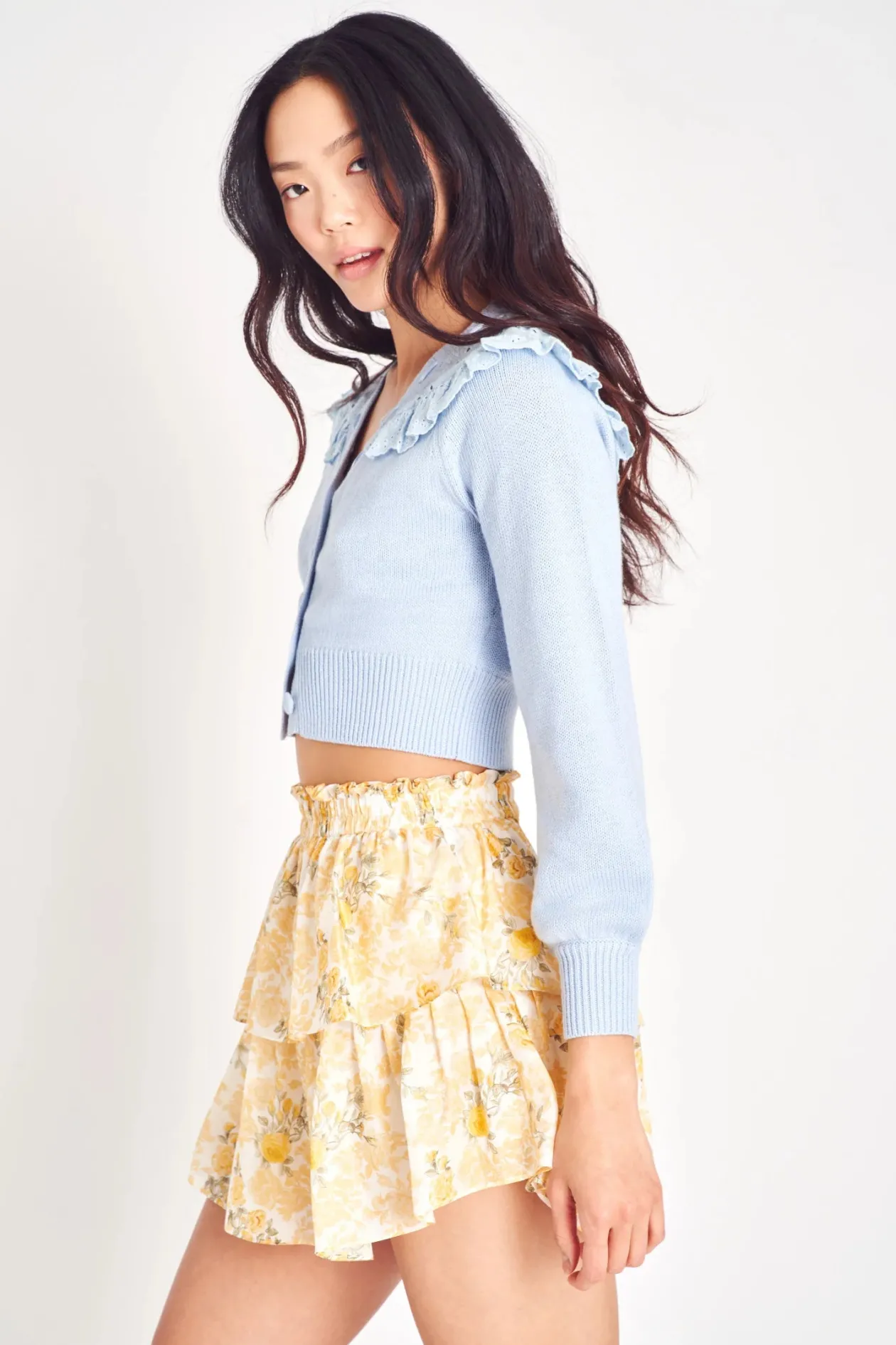 Loveshackfancy Ruffle Mini Skirt in Lemon Daydream