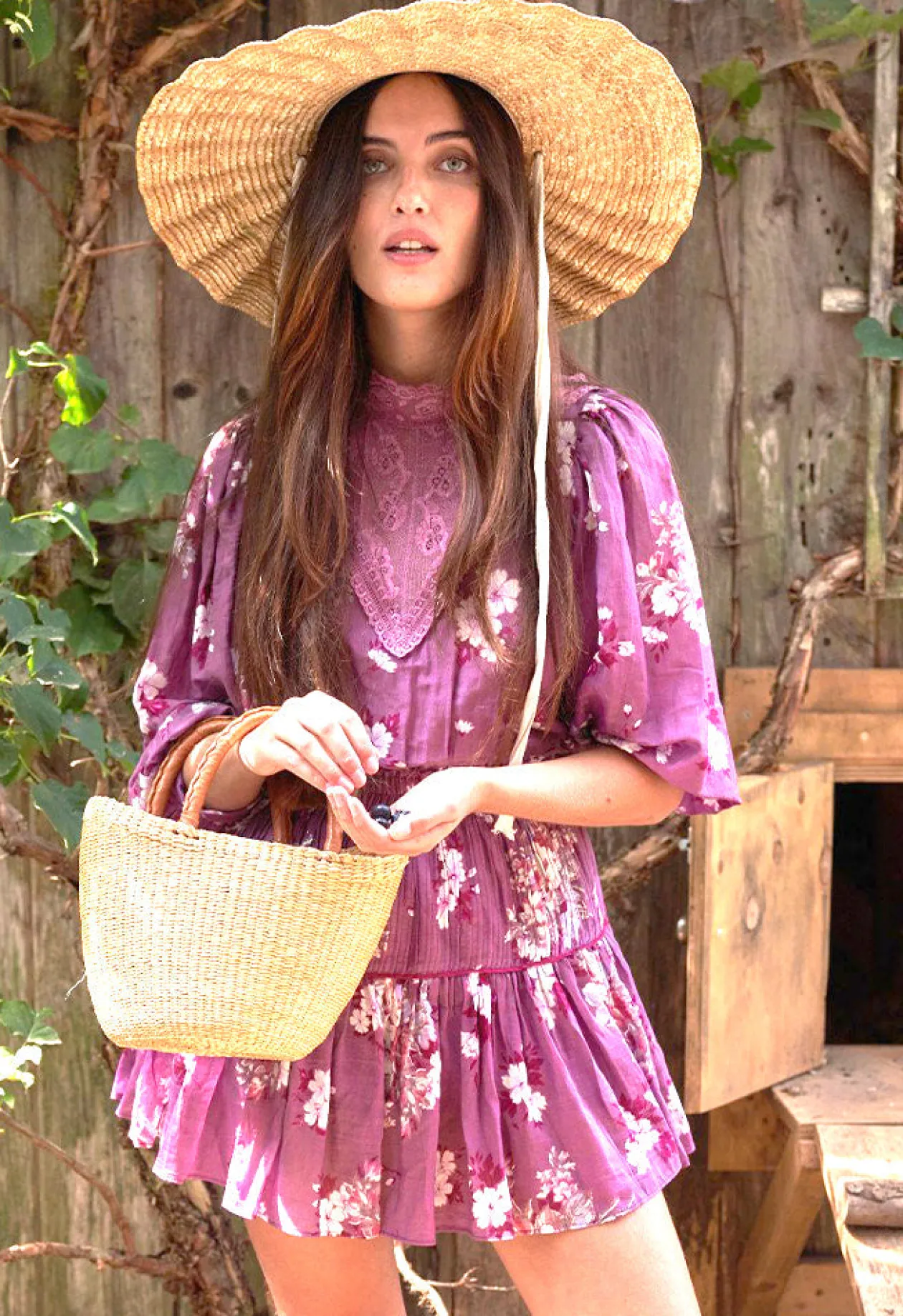 Loveshackfancy Viola Dress in Merlot Dusk