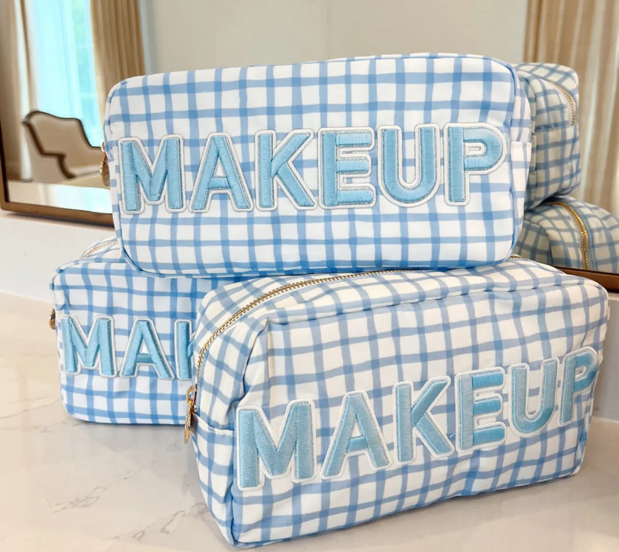 Makeup - Blue Trellis Large Bag