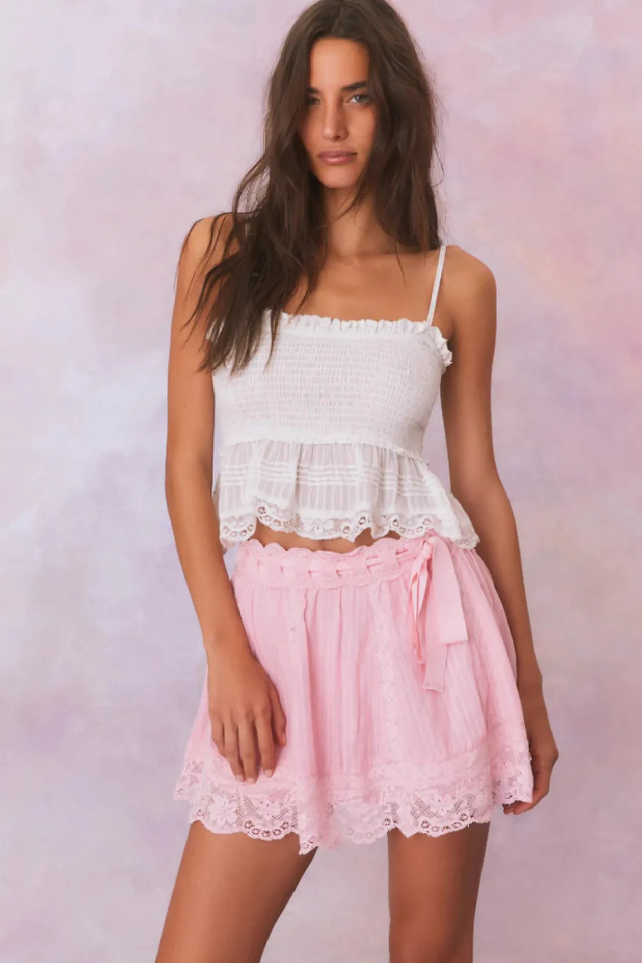 Matera Cotton Mini Skirt in Cherry Pink