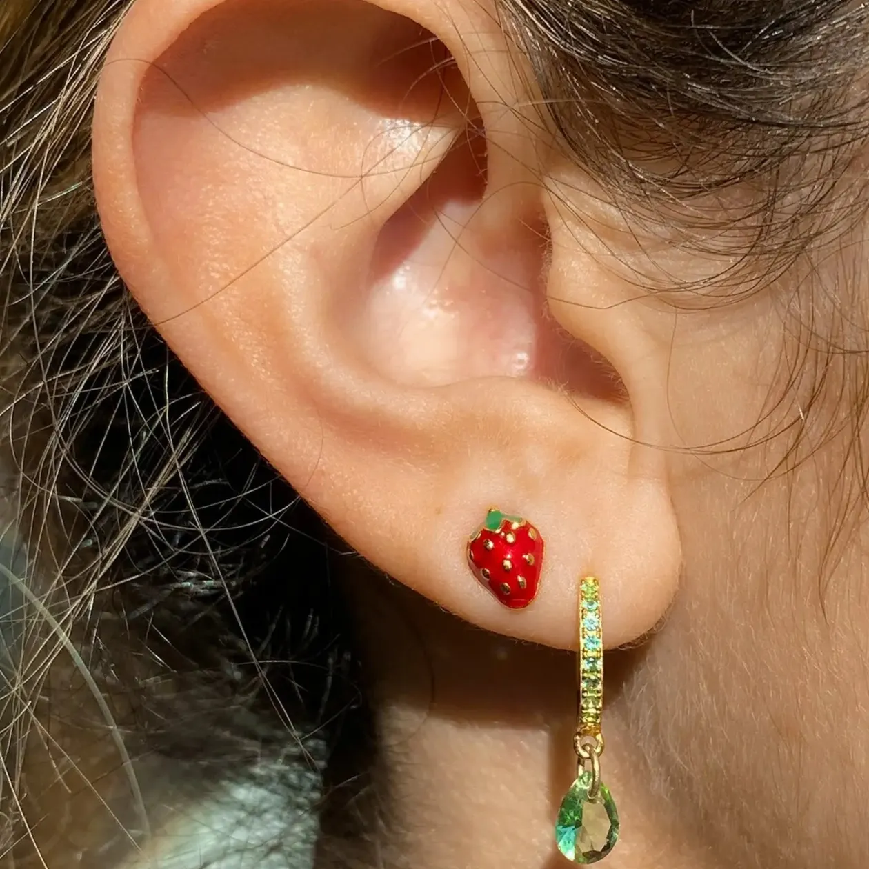 Mint Teardrop 925 Huggie Earrings