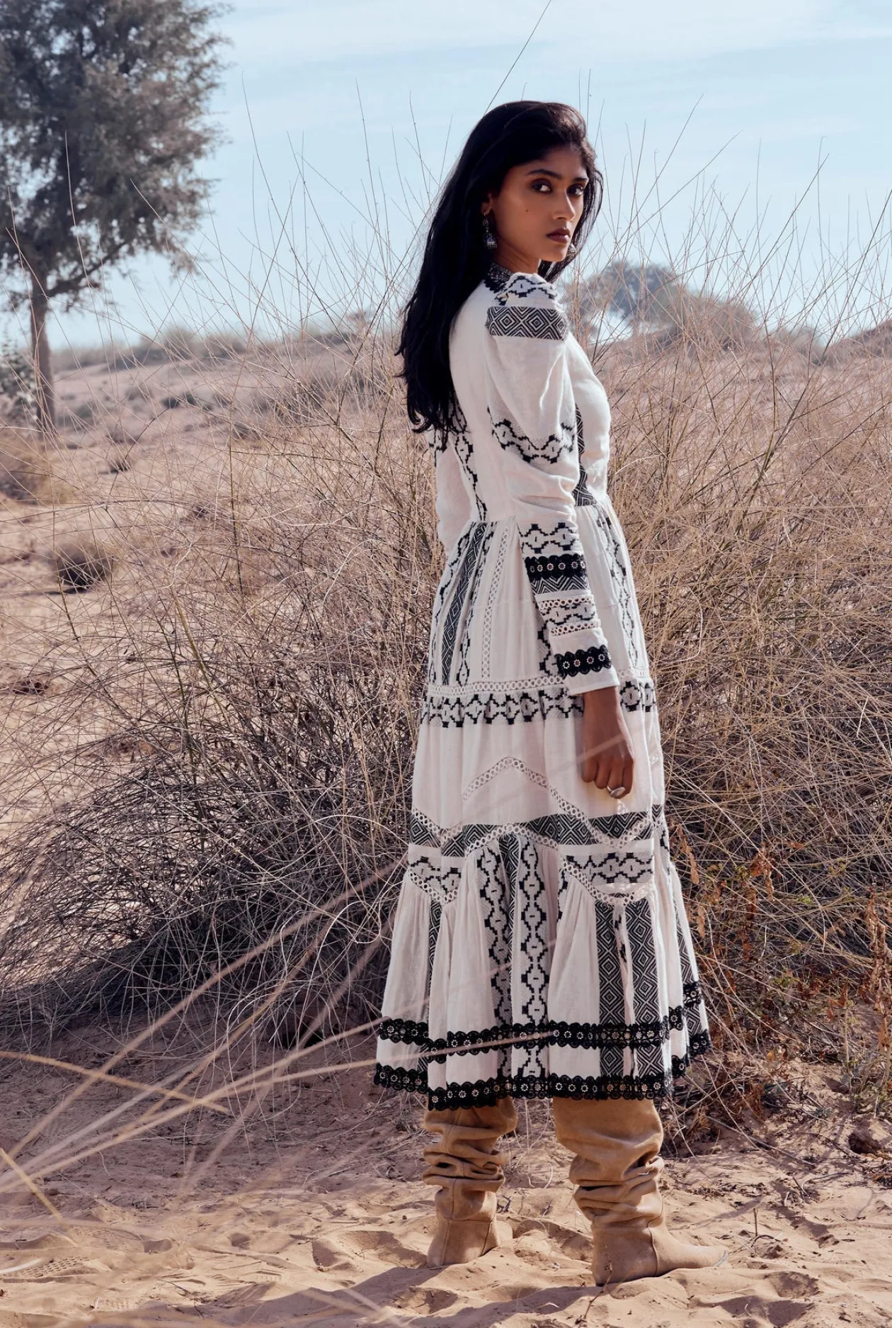 Moira Twisted Yoke Midi Dress