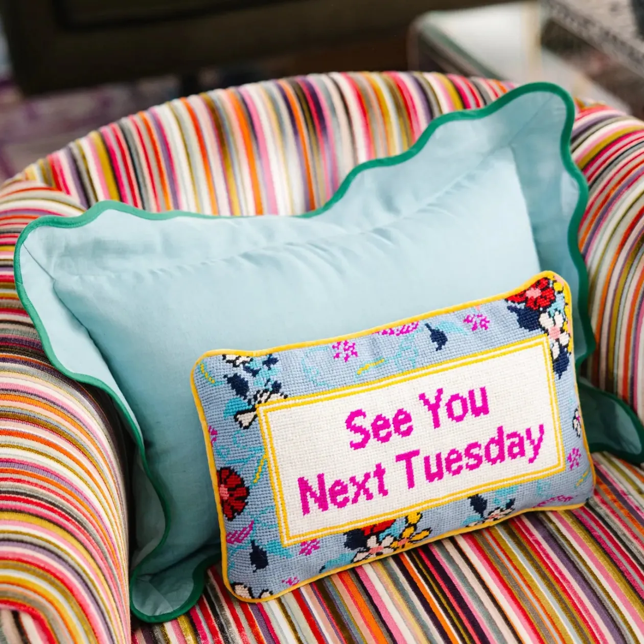Next Tuesday Needlepoint Pillow