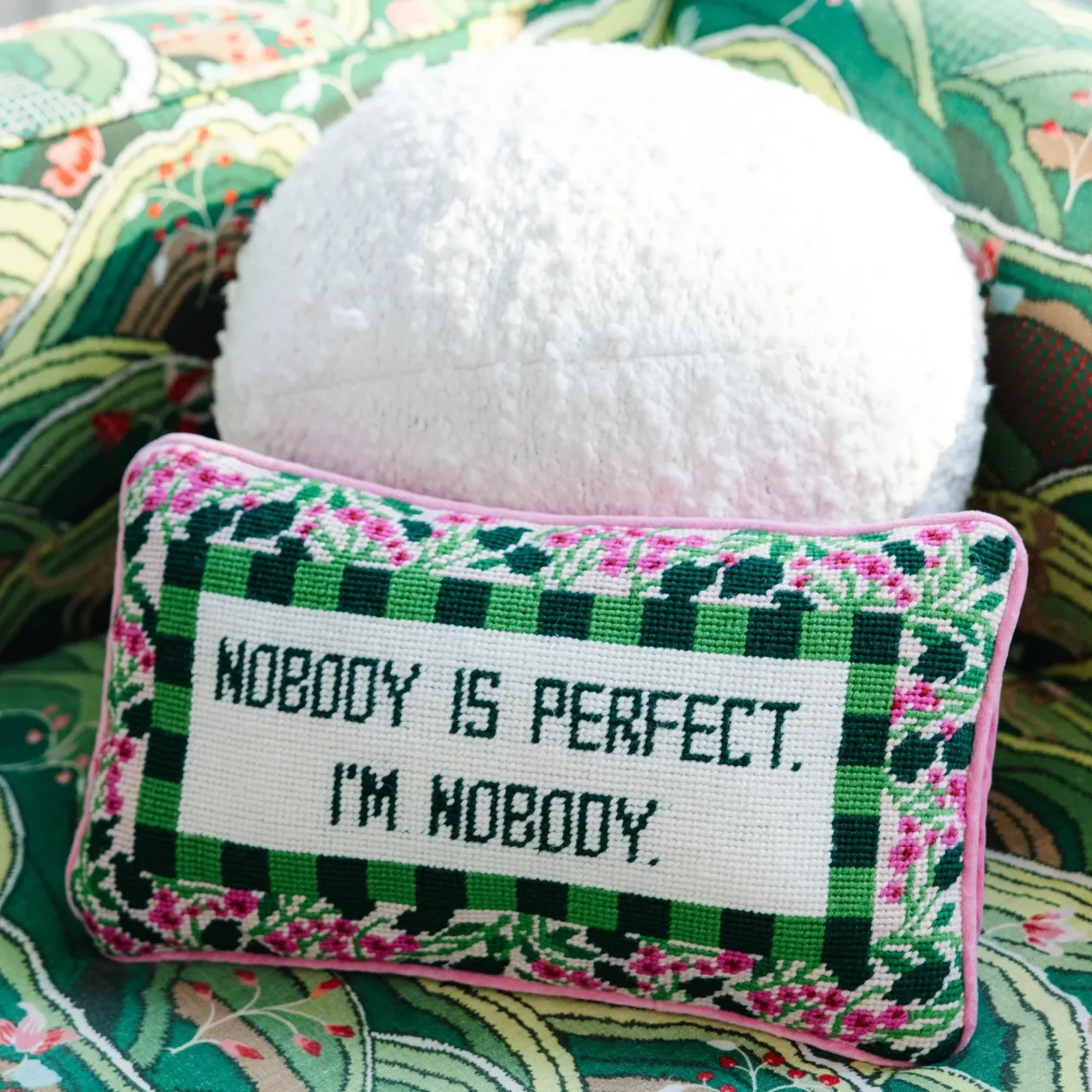 Nobody is Perfect Needlepoint Pillow