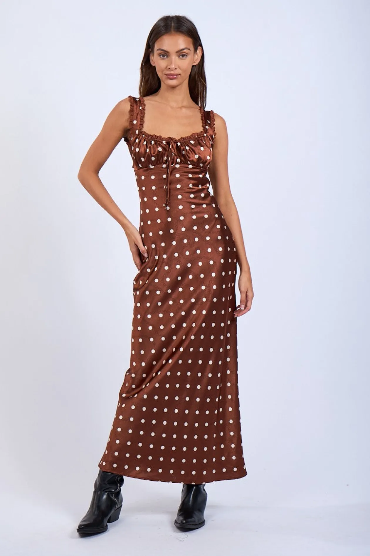 Olivia Satin Polka Dot Dress