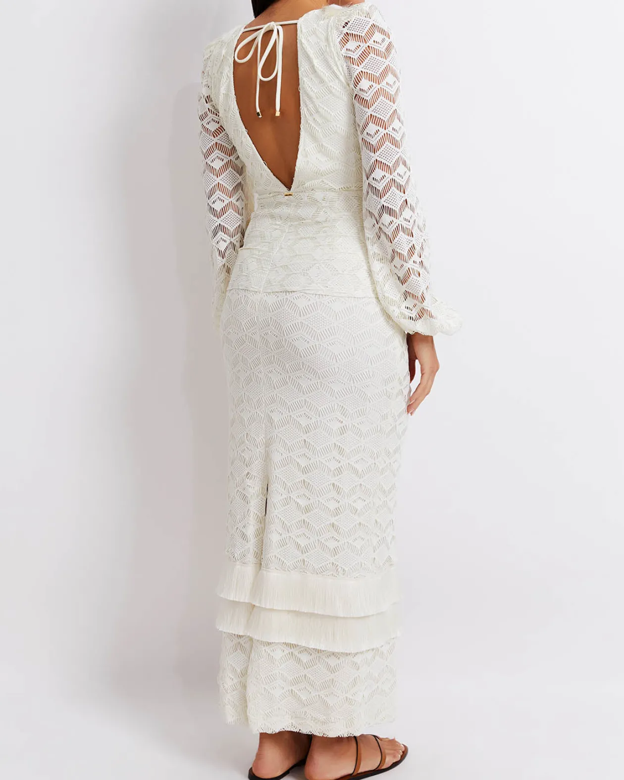 patbo_crochet_plunge_frin_2.webp PatBo Crochet Plunge Fringe Trim Maxi Dress