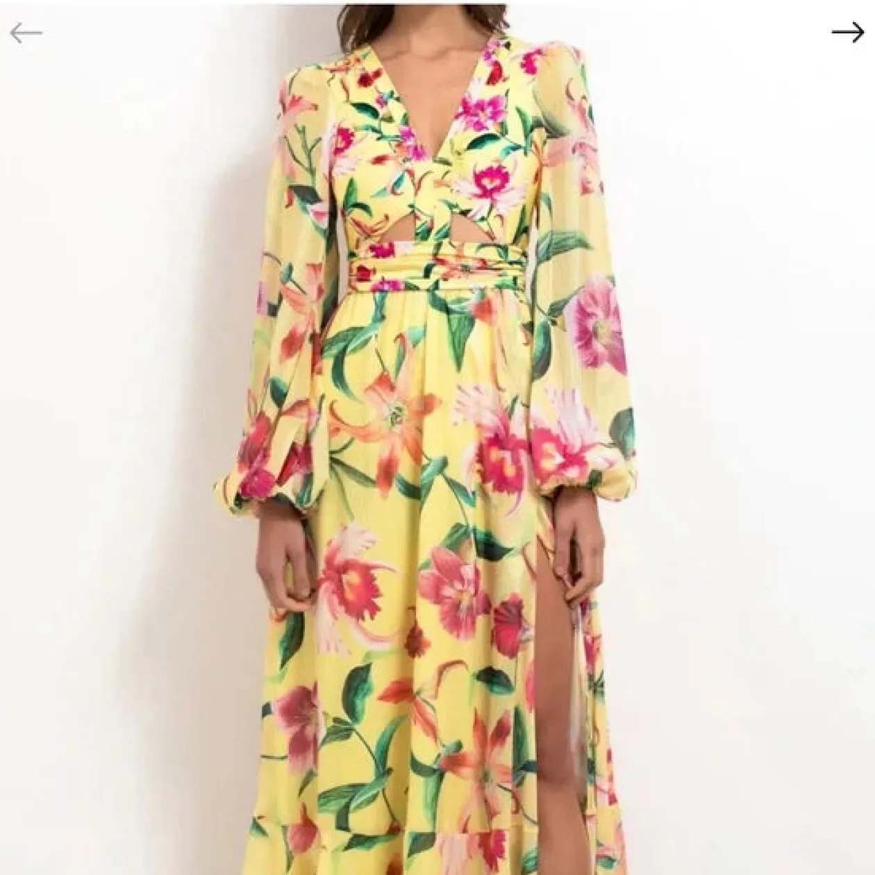 PatBo Laelia Cut Out Maxi Dress in Canary