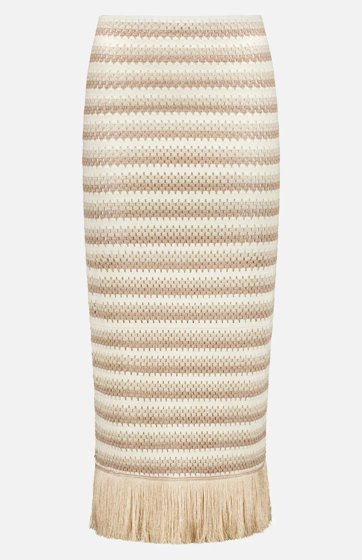 PatBo Striped Crochet Fringe Trim Maxi Skirt