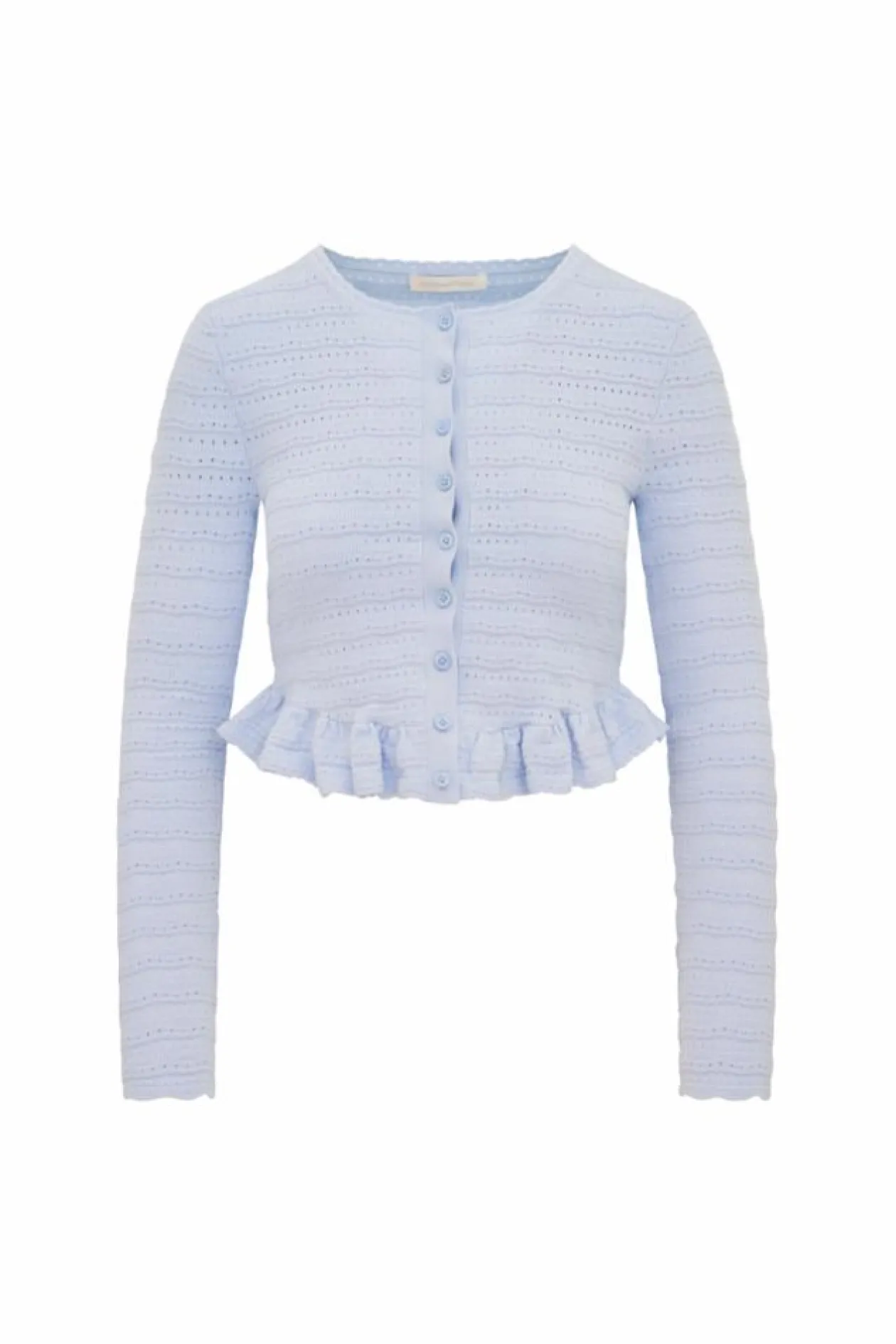 Rogan Pointelle Knit Cardigan in Morning Sky