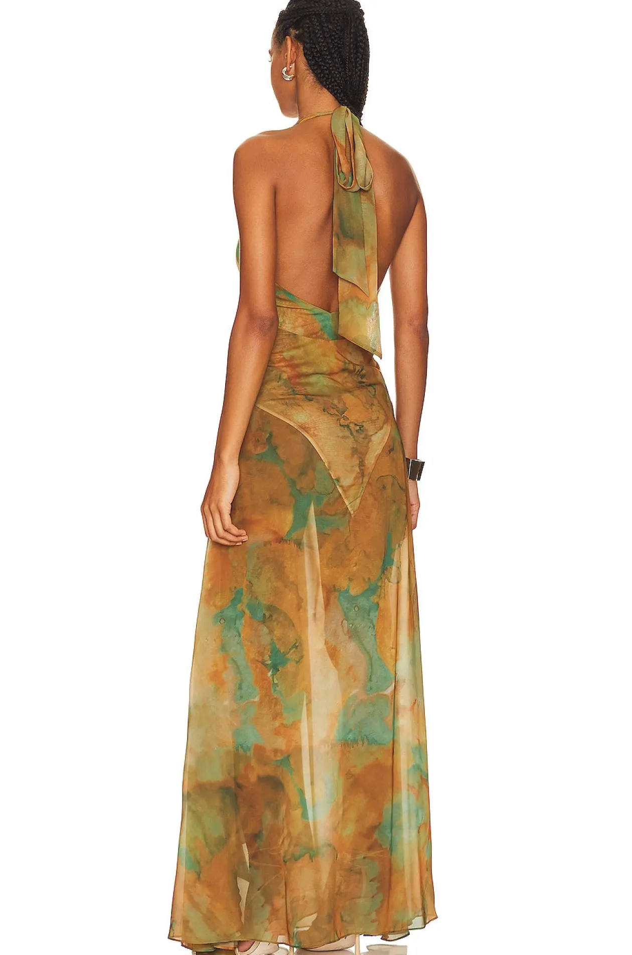 Ronny Kobo Leil Dress in Watercolor Rust