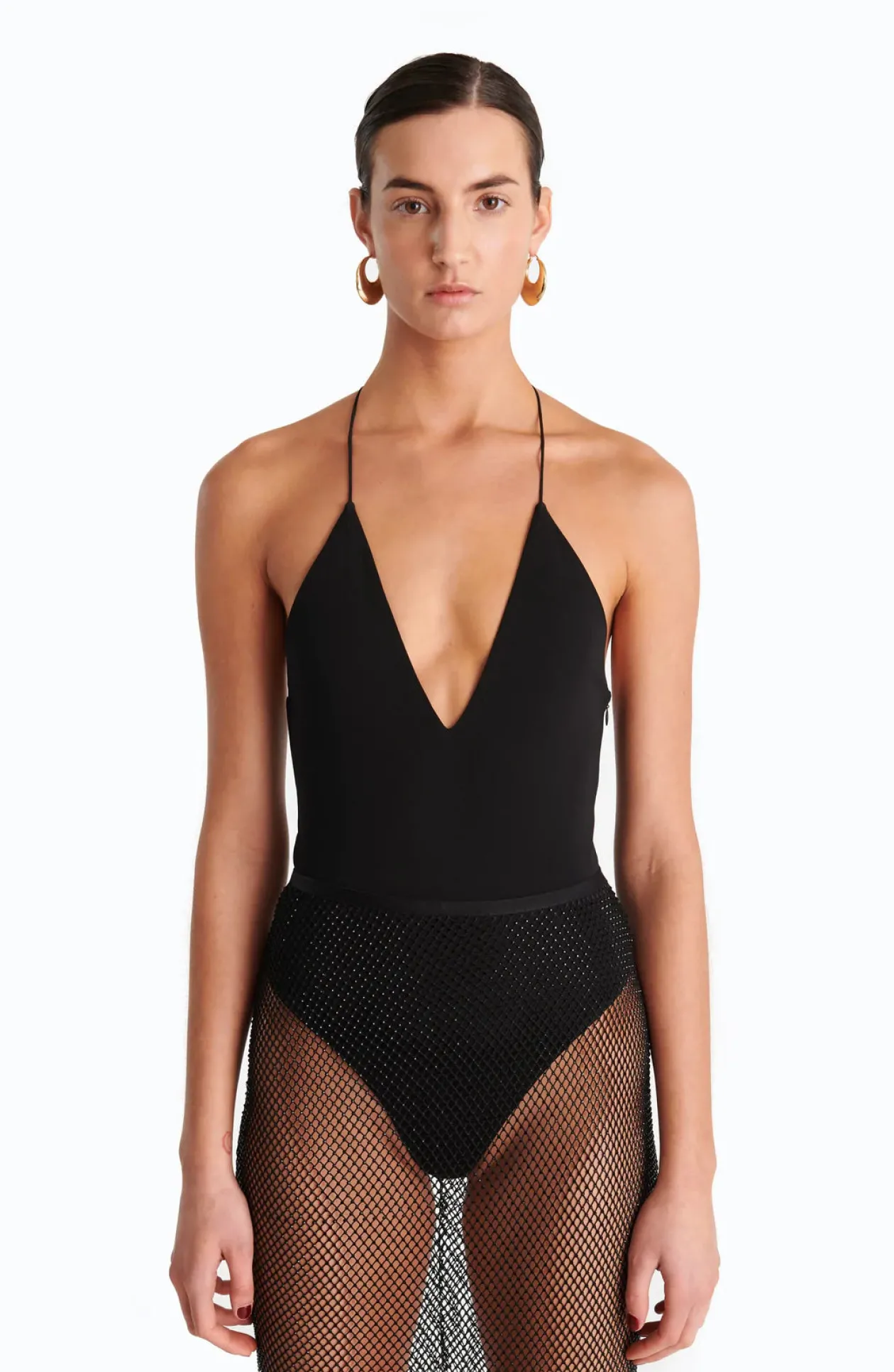 Ronny Kobo Simona Bodysuit in Black