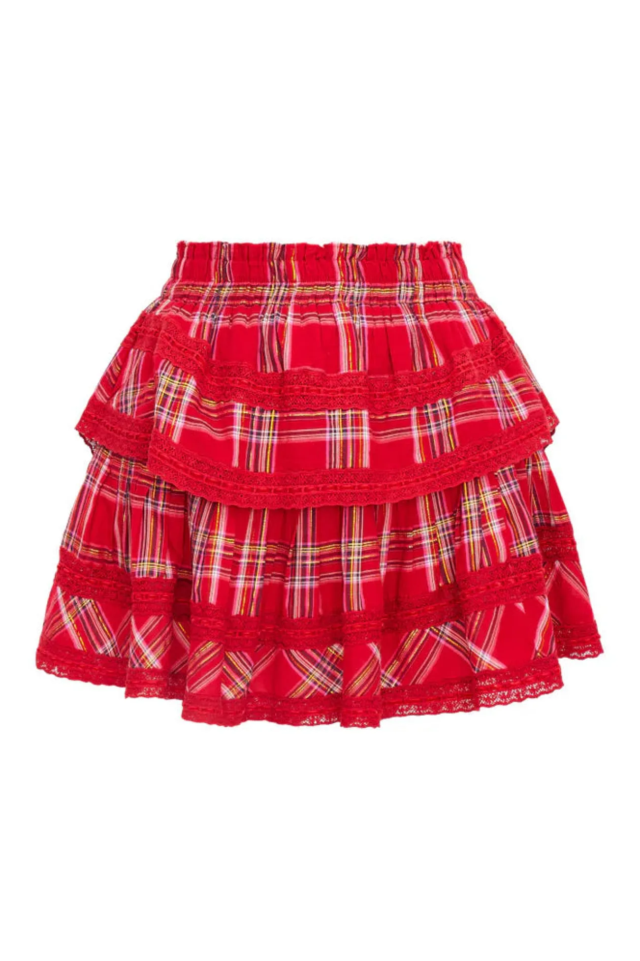 Ruffle Mini Skirt in Cherry Red