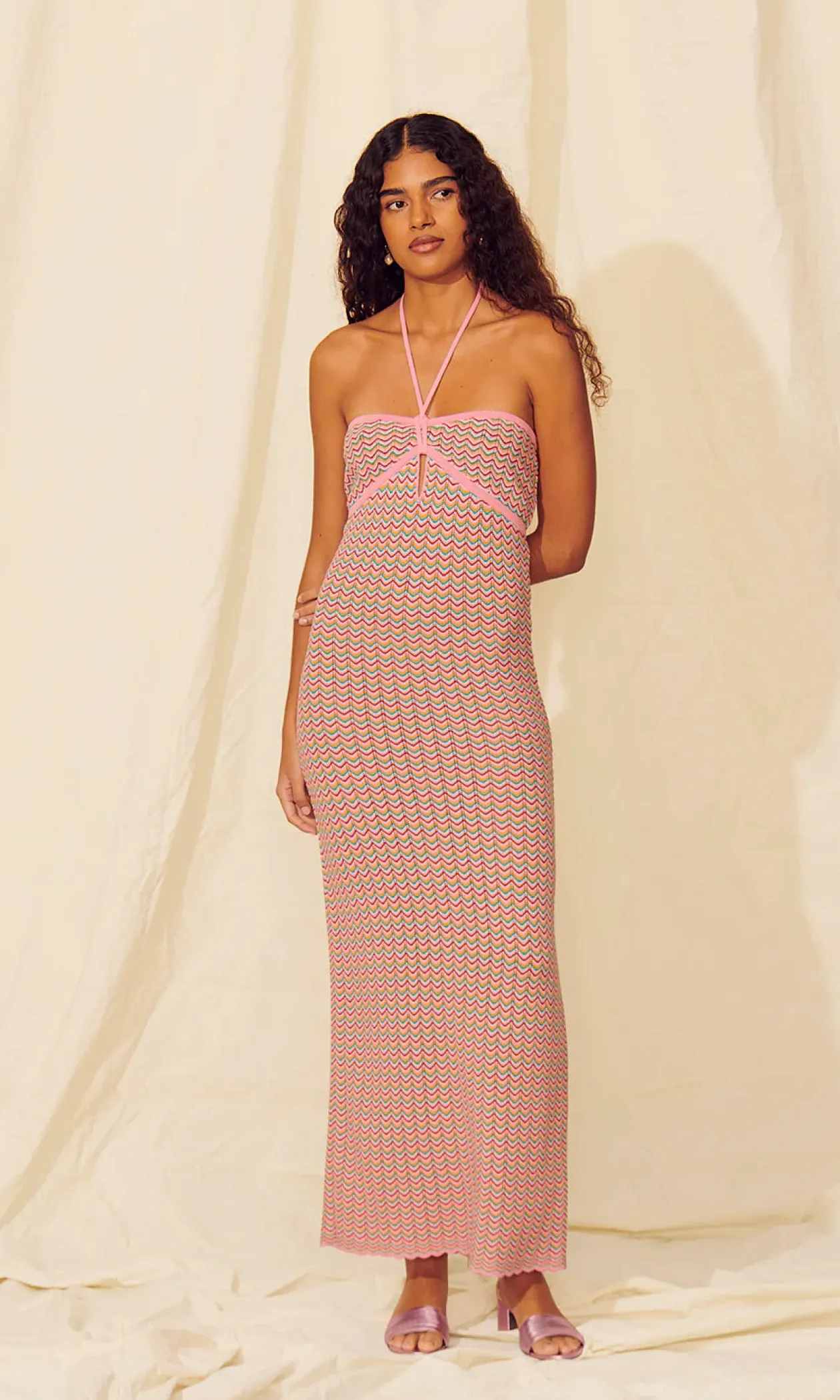 Saylor Pierrette Scallop Knit Midi Dress