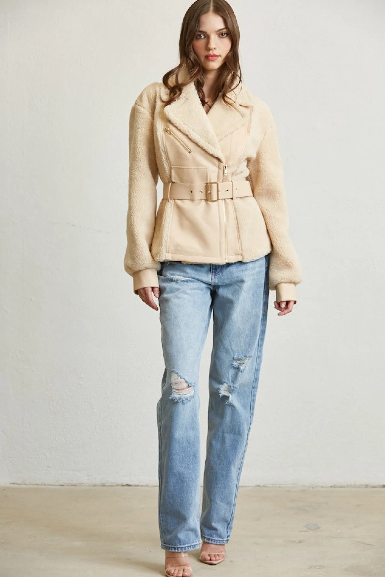 Shearling Faux Leather Jacket