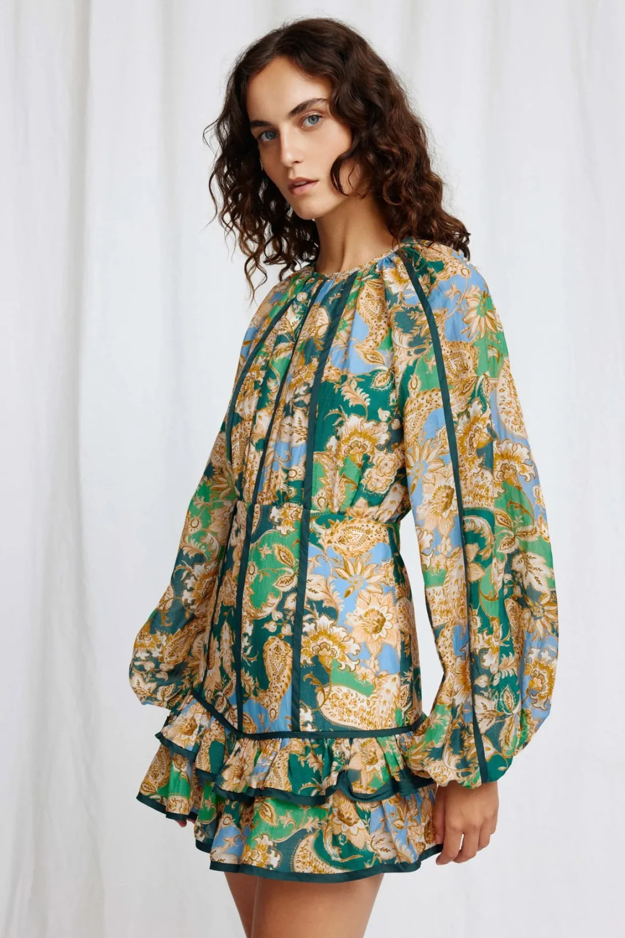 Significant Other Flynn Mini Dress in Teal Paisley