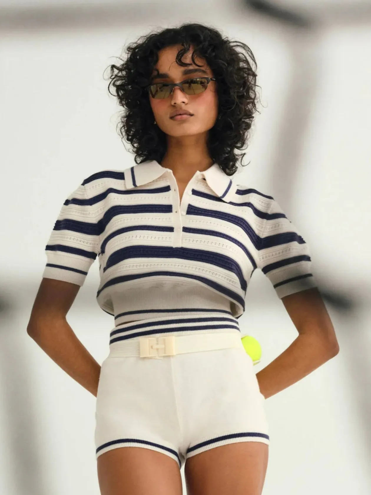 Simona Pointelle Striped Polo
