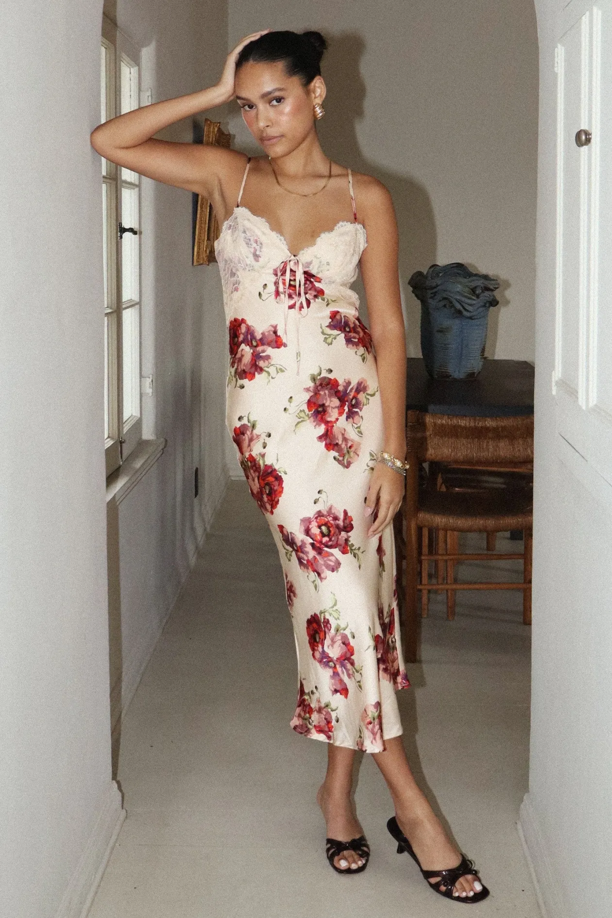 Story of Us Lace Trim Midi Dress