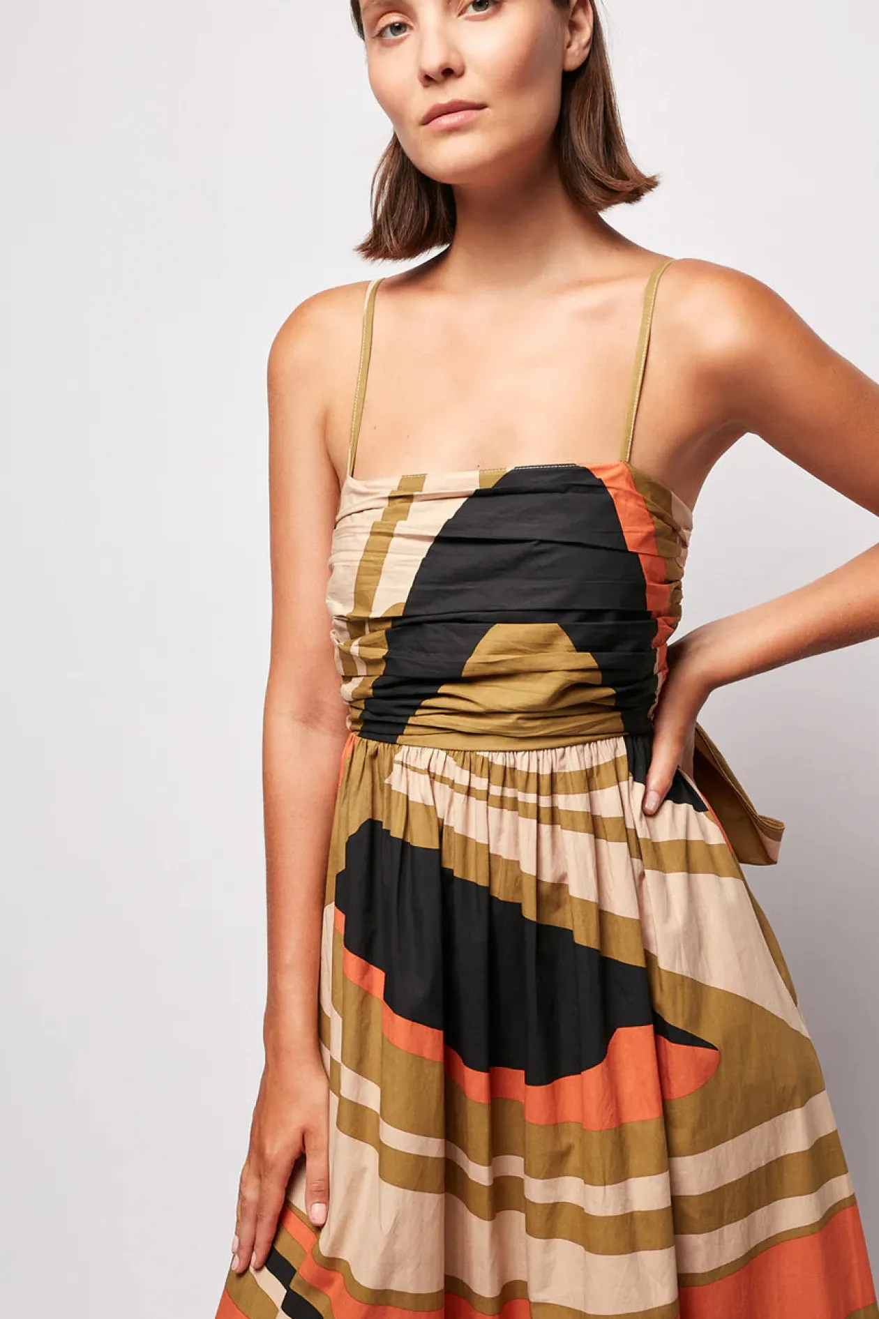 S/W/F Tie Up Detailed Maxi Dress in Landmarks