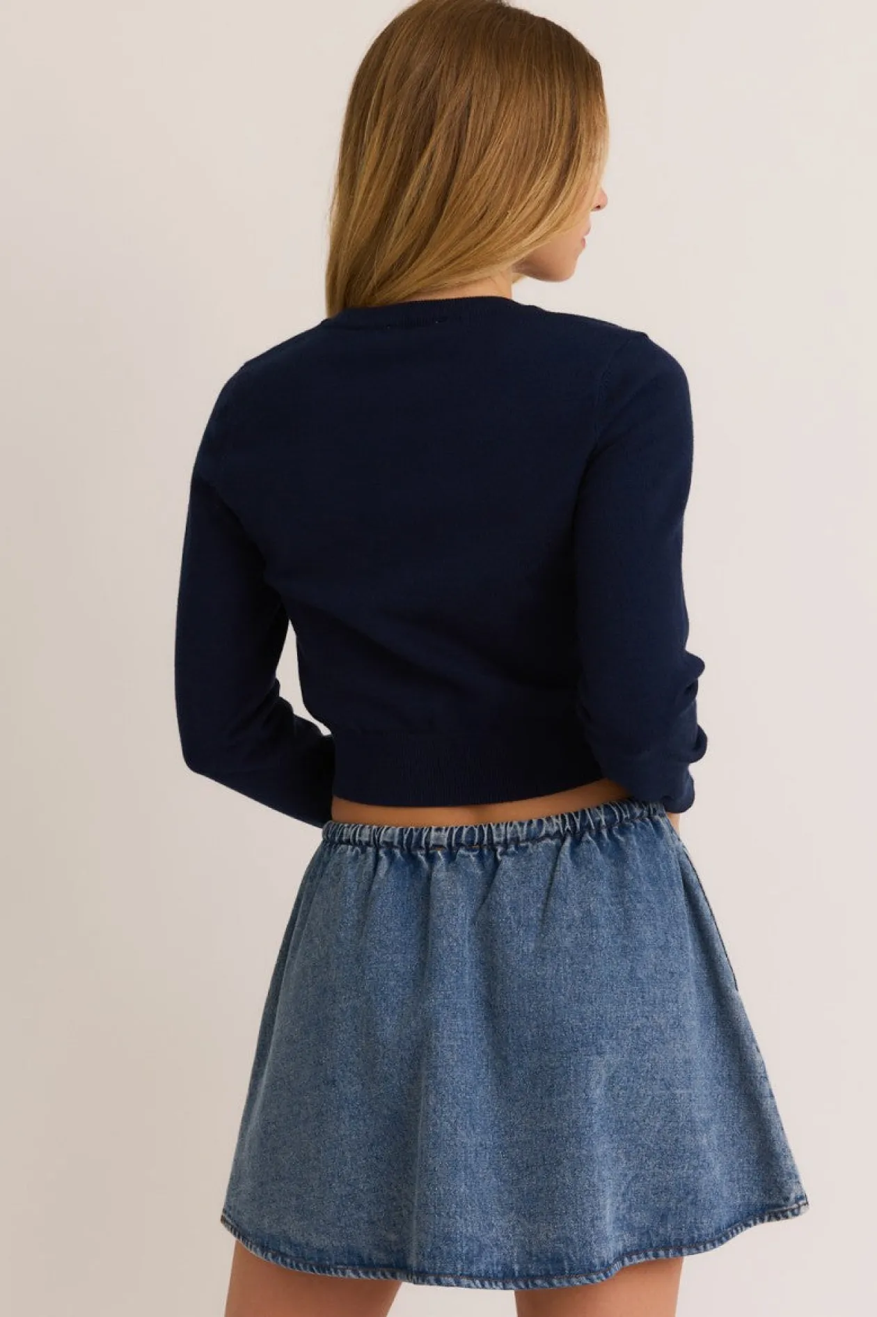 Teddy Cropped Crew Neck Sweater