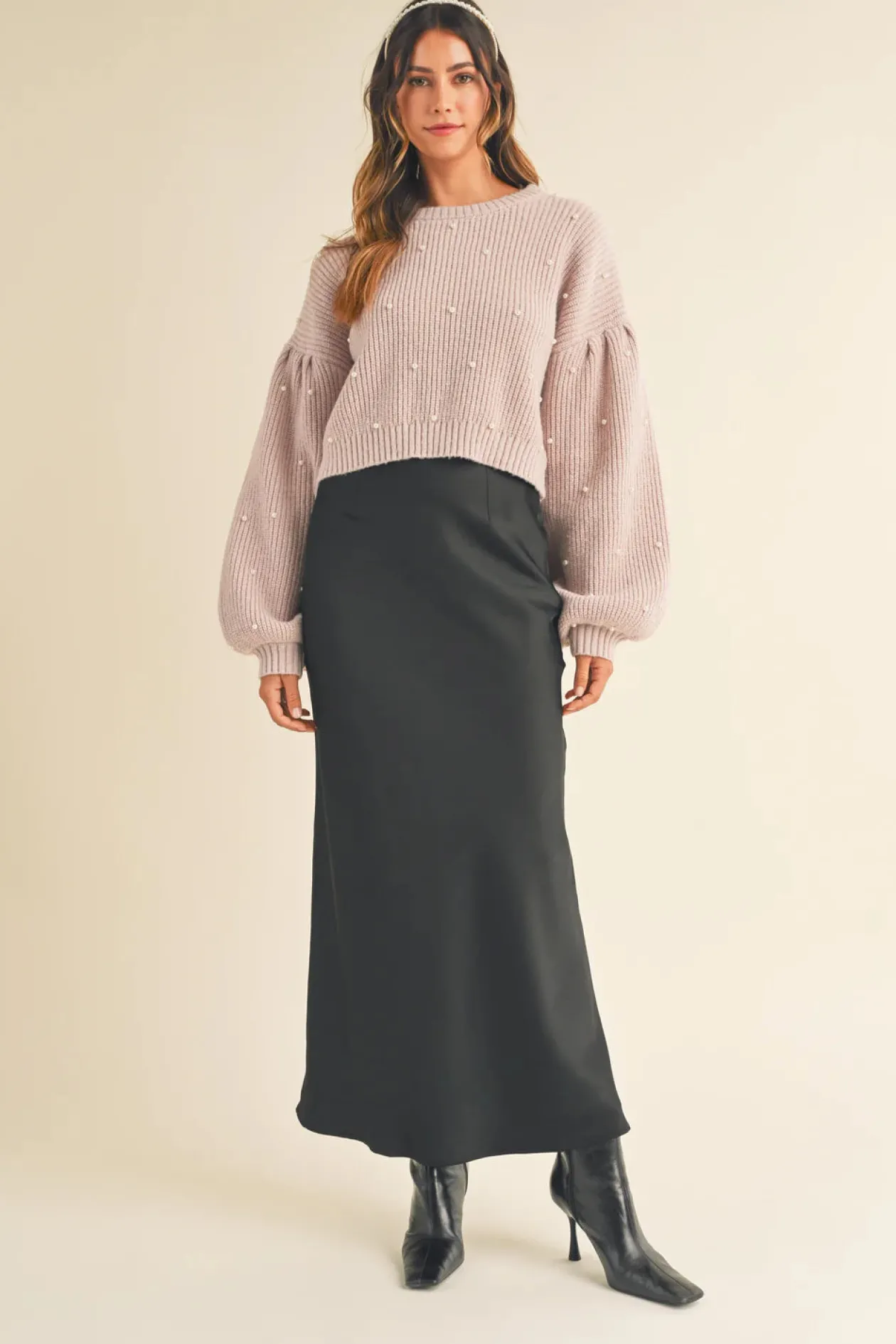 Tuva Pearl Beaded Knit Sweater