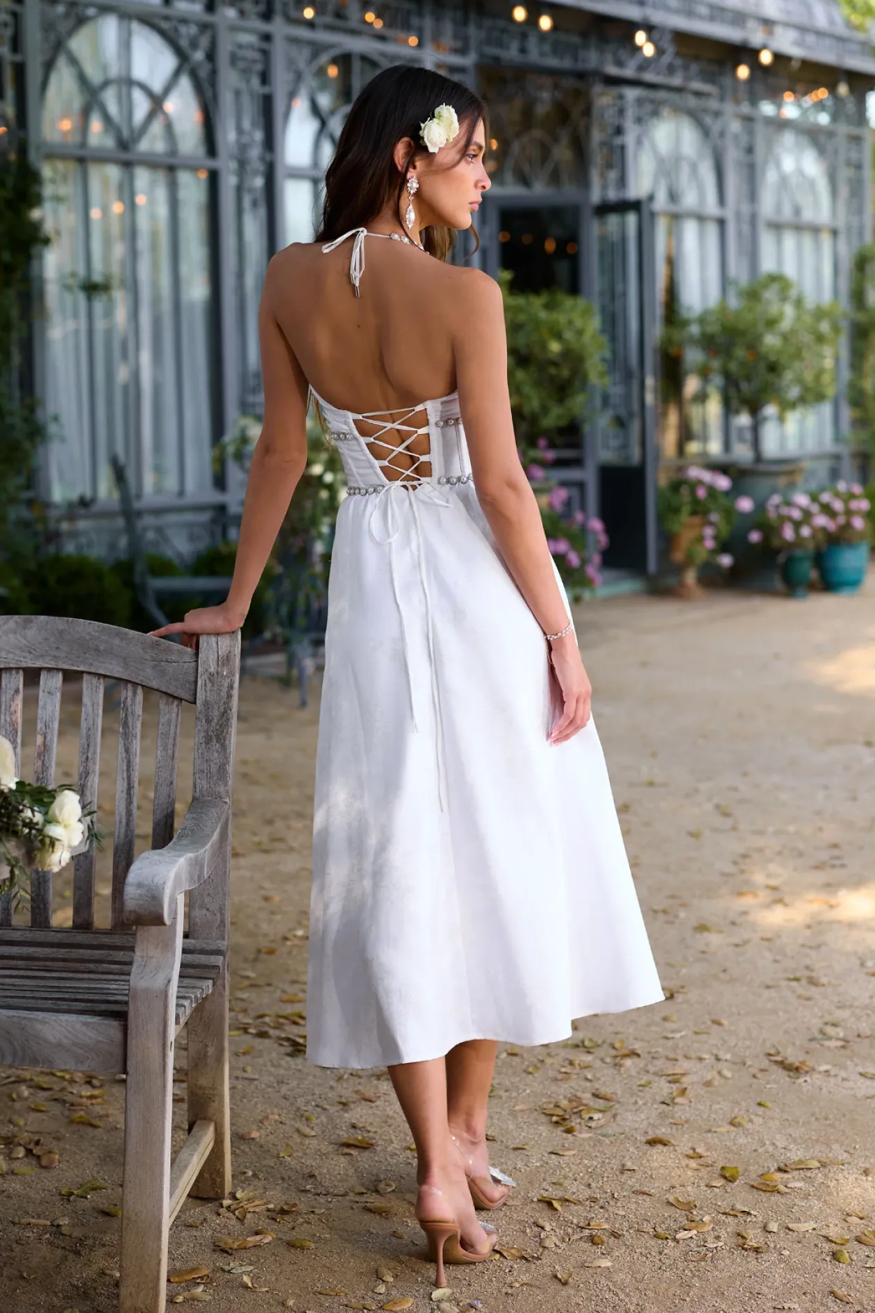 V. Chapman The Heidi Dress in White Windsor Brocade