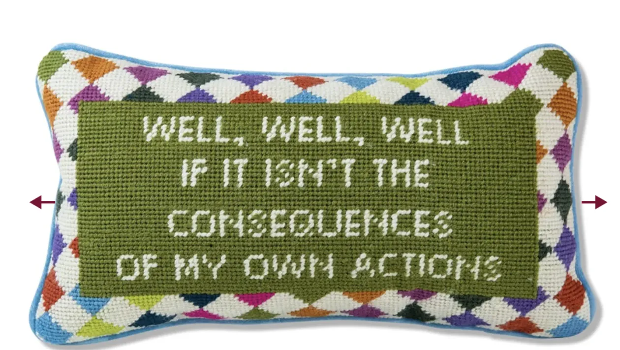 Well Well Well Needlepoint Pillow