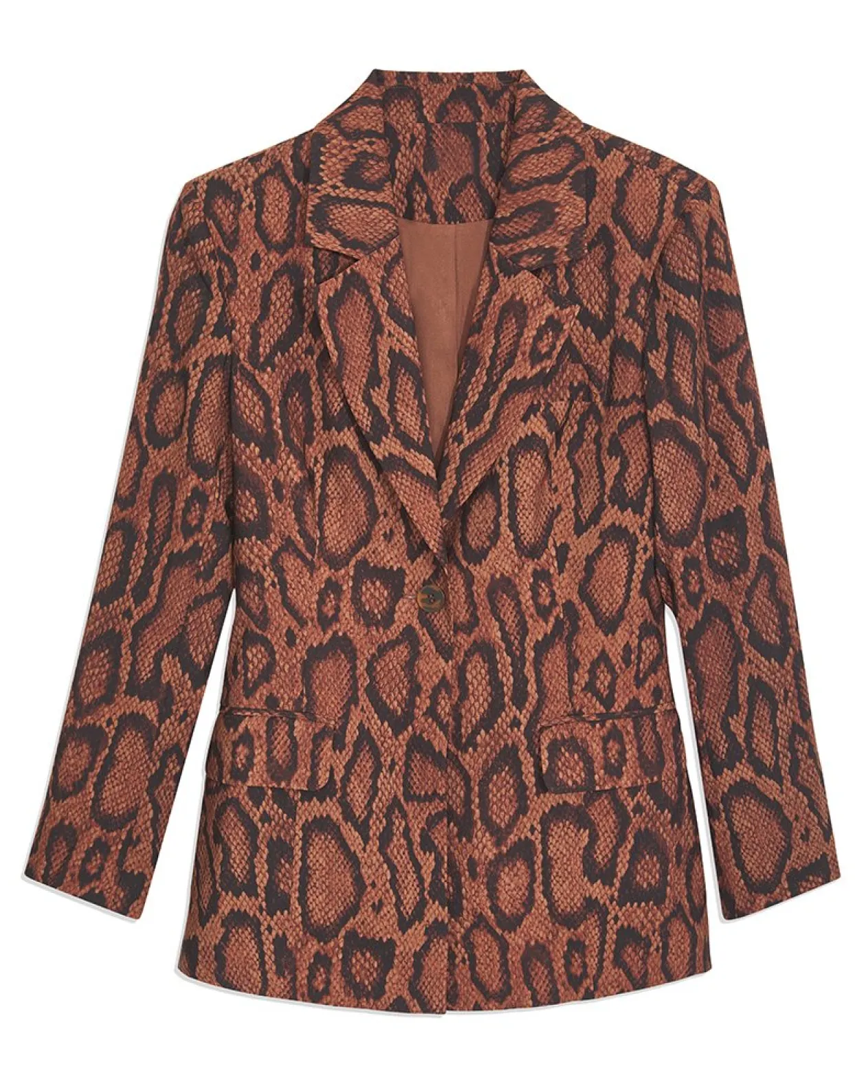 WeWoreWhat Shaped Long Blazer in Brown Snakeskin